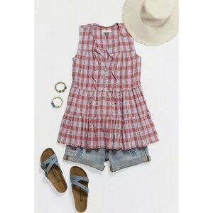 Anthropologie Pilcro & The Letterpress Tiered Gingham Tunic Flowy Top Women's S